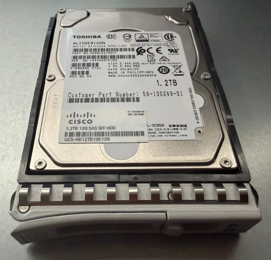 Жёсткий диск Cisco 1.2TB 12G 2.5" 10K SAS SFF HDD UCS-HD12TB10K12N AL15SEB120N — фото лота 1