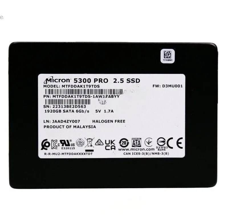 SSD-накопитель Micron 5300 PRO 1.92TB 2.5" SATA SSD MTFDDAK1T9TDS-1AW1ZABYY,3357