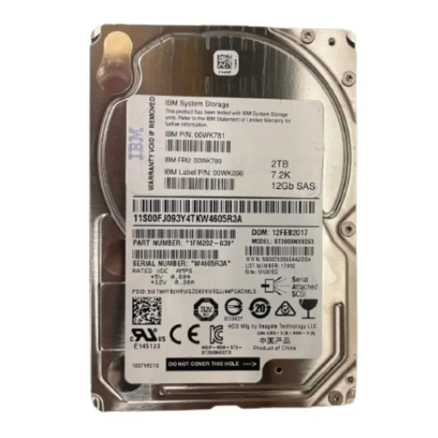 Жёсткий диск IBM Lenovo 2TB 7.2K SAS 12Gb/s 2.5" SFF Enterprise HDD 00WK780 00WK