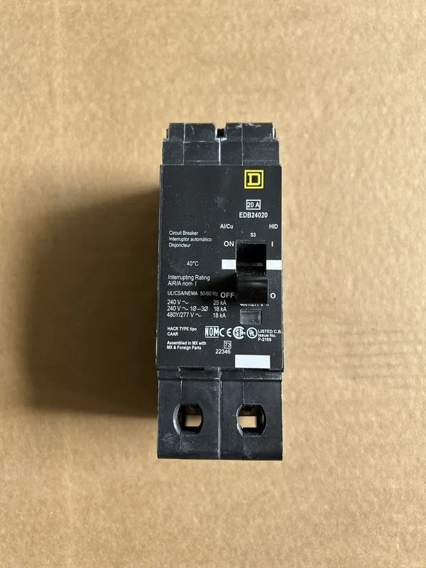 Автоматический выключатель SQUARE D EDB24020 EDB 20 AMP 2P 480V BOLT ON CIRCUIT