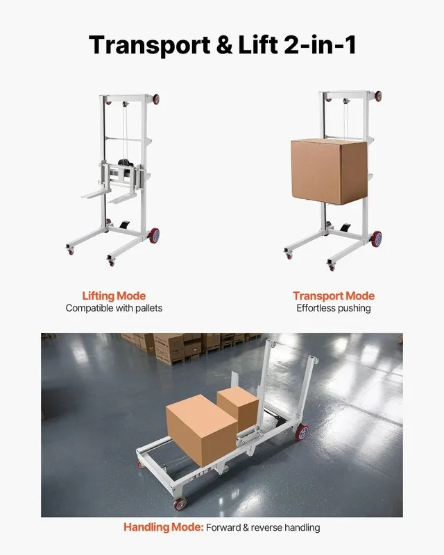 Оборудование Manual Winch Stacker: 551lb Capacity, 6-Wheel, Q235 Steel, 18.1-70i — фото лота 2