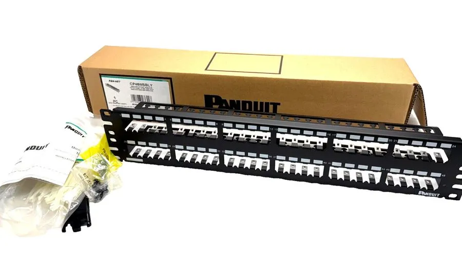 Патч-панель Panduit CP48WSBLY 2U 48-Port Mini-Com Keystone Patch Panel w/ Strain