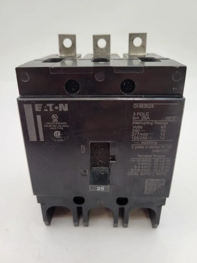 Автоматический выключатель Eaton Cutler Hammer GHB GHB3025 3 Pole 25 Amp 480V Ci