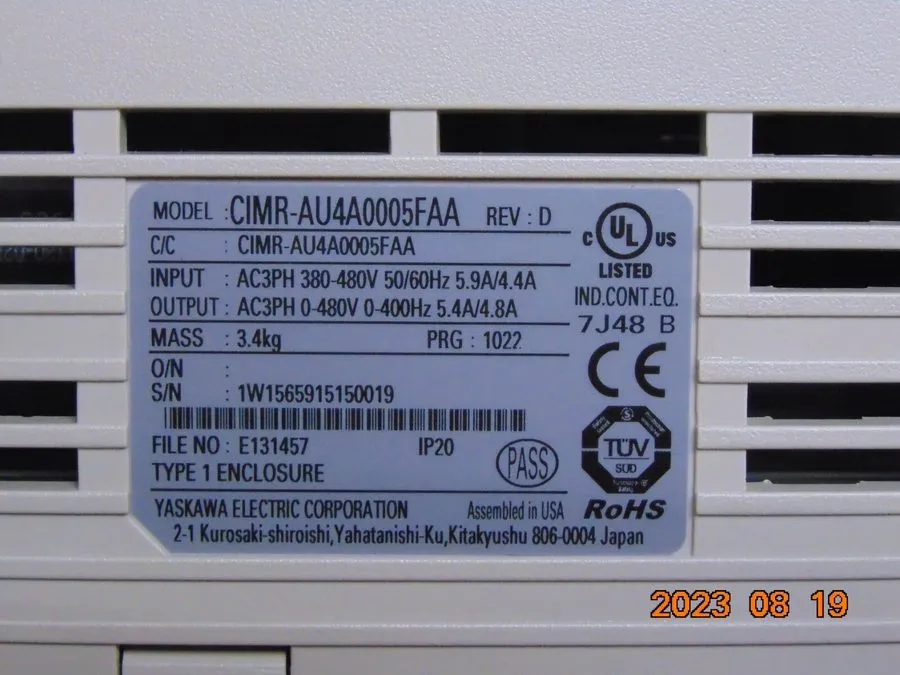 Частотный преобразователь YASKAWA A1000 AC Drive CIMR-AU4A0005FAA Frequency conv