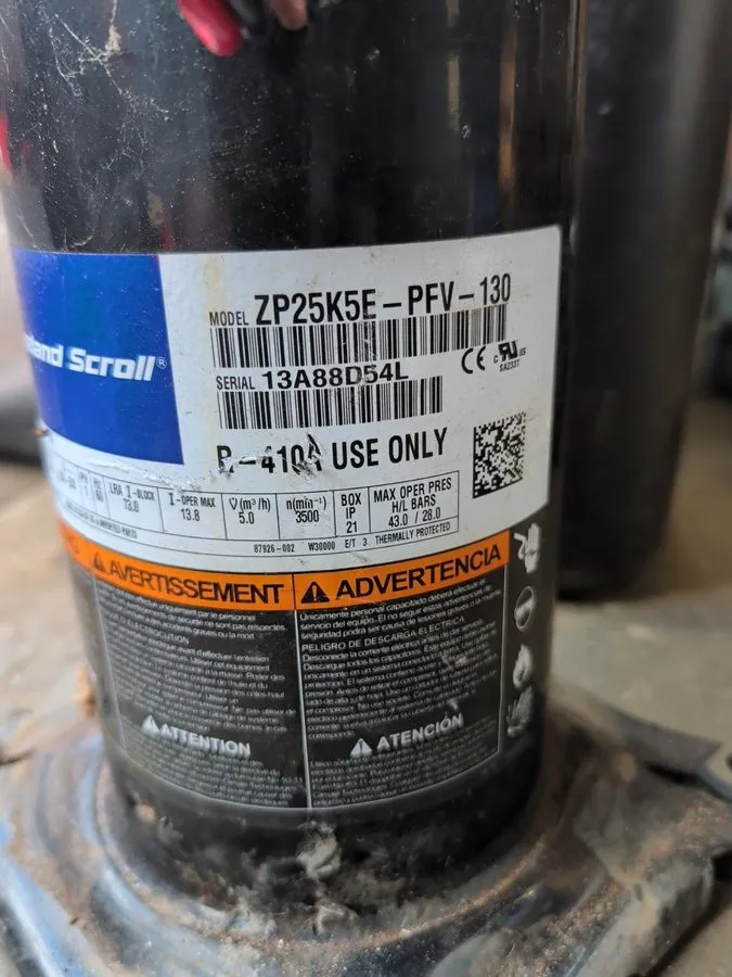 Компрессор Emerson Copeland scroll compressor ZP25K5E-PFV-130 230V 25,000 BTUH R — фото лота 2