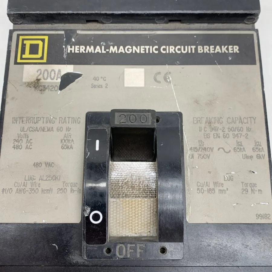 Автоматический выключатель Square D KC34200 200 Amp 480 VAC 3 Pole 65ka@480V I-L
