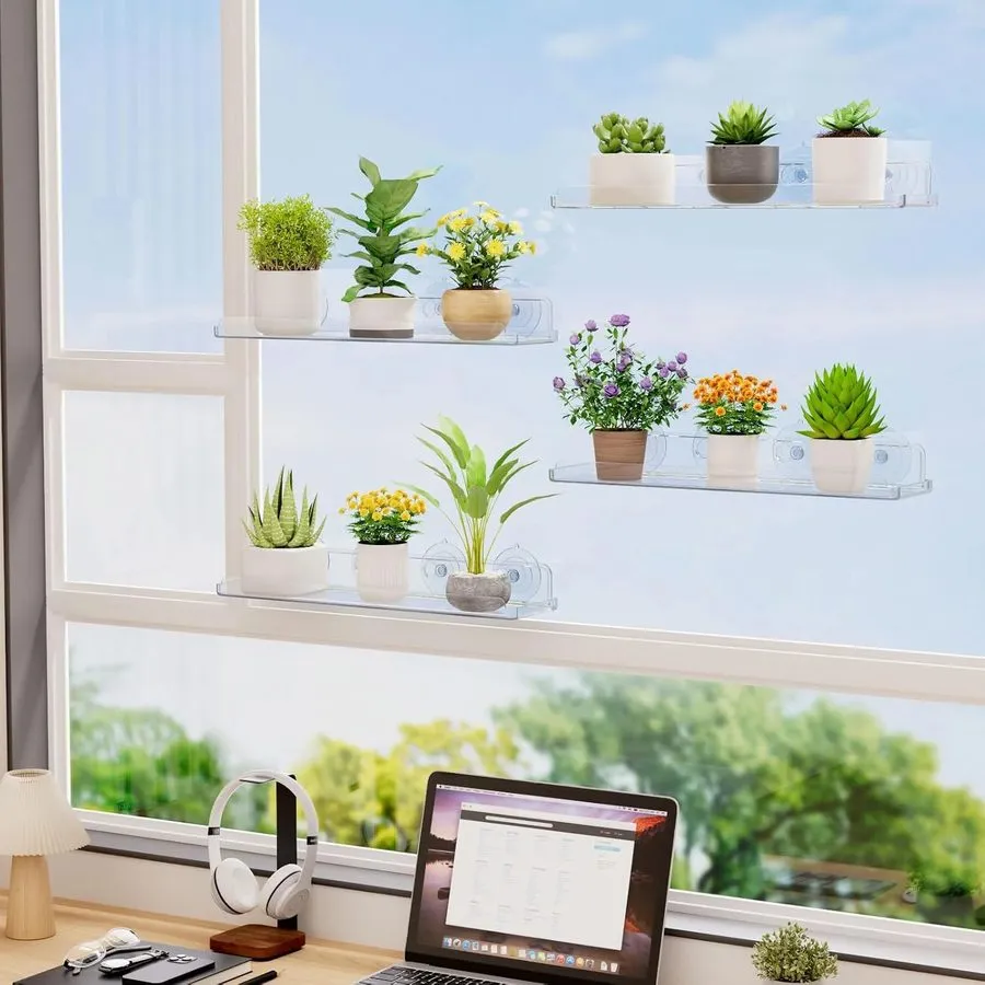 Вакуумная присоска Window Plant Floating Shelves 14.6X3.6, Acrylic Suction Cup — фото лота 1