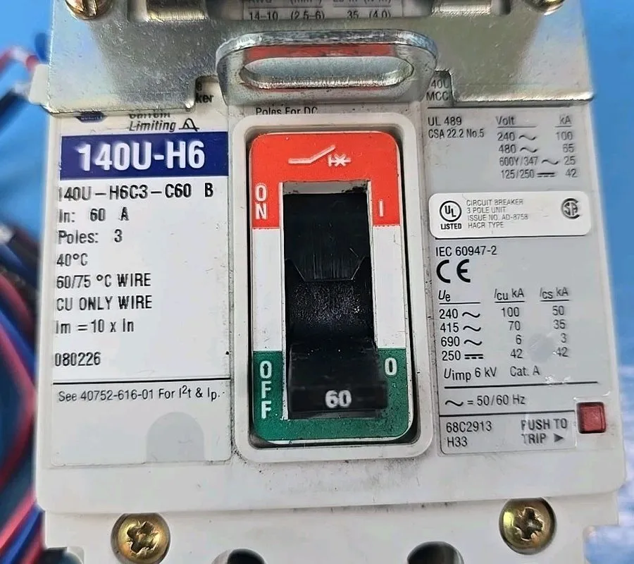 Автоматический выключатель Allen Bradley 140U-H6C3-C60 60A 3P 480V Circuit Break — фото лота 1