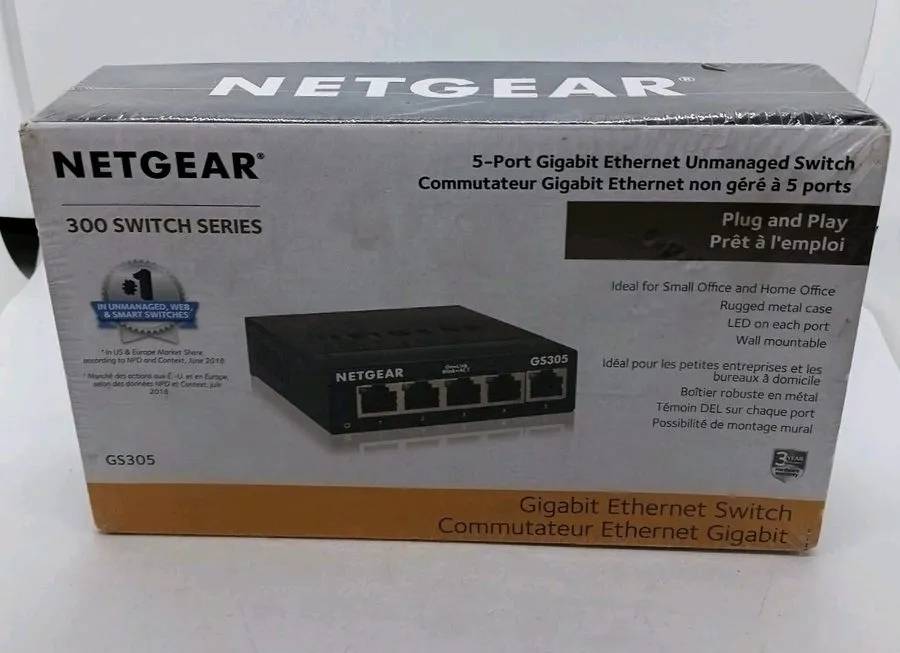 Коммутатор NETGEAR 5-Port Gigabit Ethernet Switch Desktop or Wallmount (GS305)