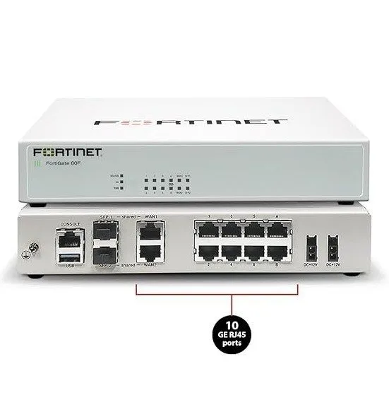 Межсетевой экран Fortinet FortiGate 80F FG-80F Firewall Security Appliance 10x G