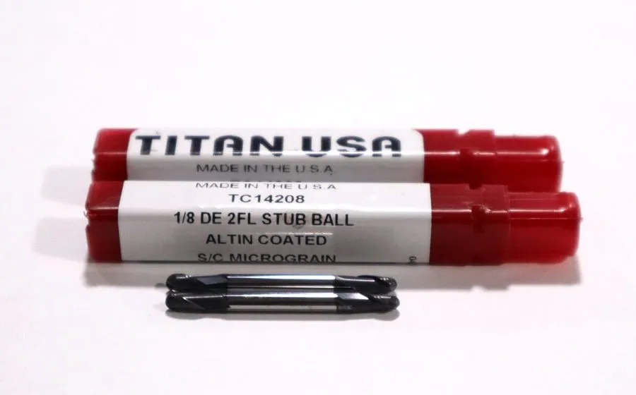 Режущий инструмент TITAN, 1/8" 2 FLUTE DOUBLE END STUB BALL CARBIDE END MILL, TC