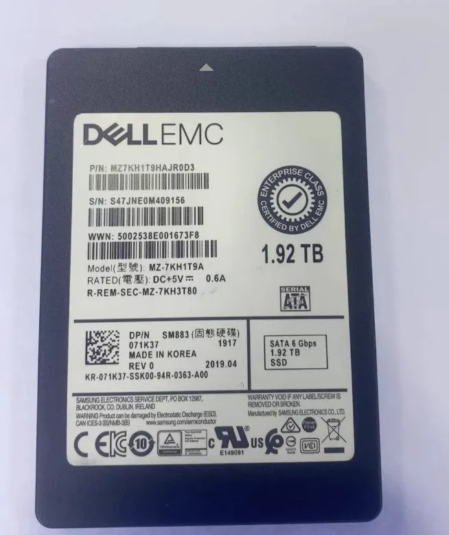 Dell EMC Samsung PM883a 1.92TB 2.5" SATA III Enterprise SSD