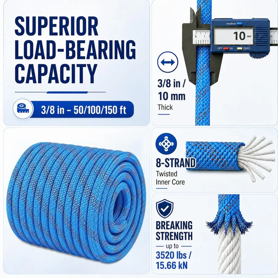 Складское оборудование 1/2 in x 100 ft Double Braid Arborist Rigging Rope, 48 1/