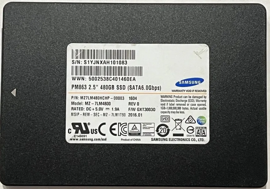 SSD-накопитель SAMSUNG PM863 480GB SSD 6.0Gbps GXT1003Q SATA 2.5" MZ-7LM4800 MZ7