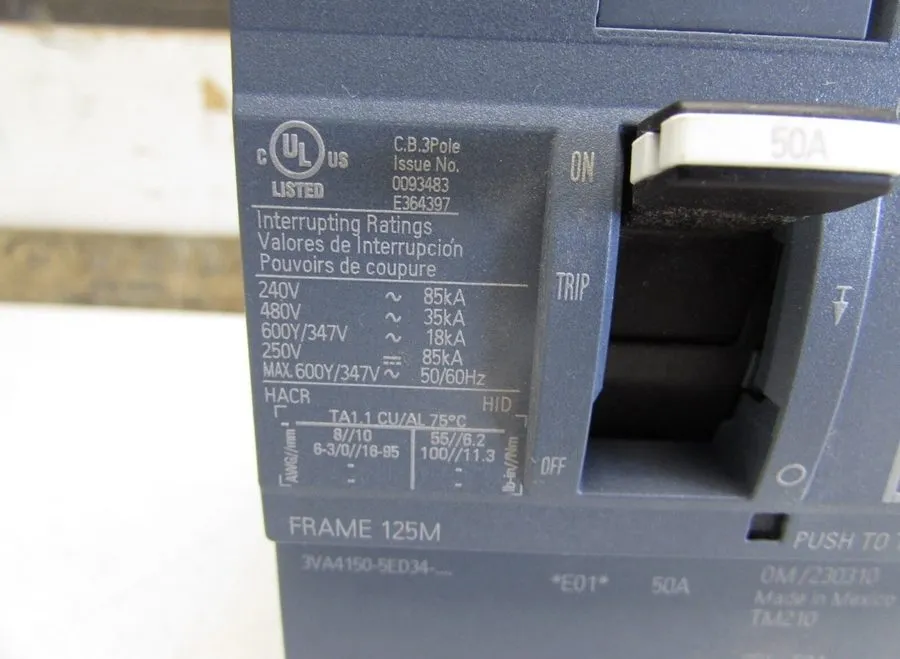 Автоматический выключатель Siemens 3va4150-5ed34-0aa0 50amp circuit breaker type