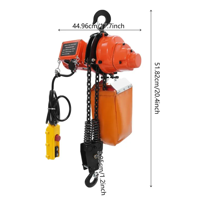 Таль 2200lbs/1Ton Electric Chain Hoist Chain Crane Hoist 3m/9.84ft Lifting — фото лота 2