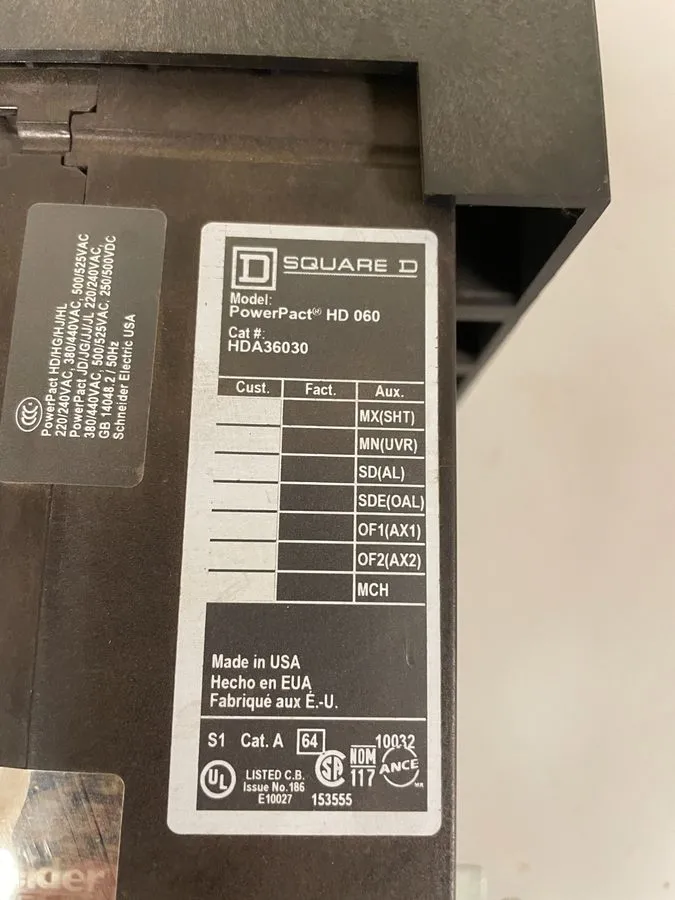 Автоматический выключатель SQUARE D HDA36030 30 amp 3p 18kA@480v PowerPact I lin — фото лота 1
