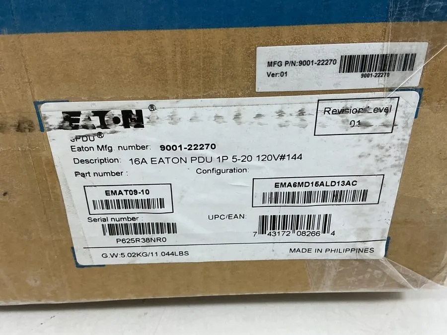Блок розеток PDU Eaton EMAT09-10 Managed rack PDU, 1U, 5-20P, L5-20P input, 1.44 — фото лота 2
