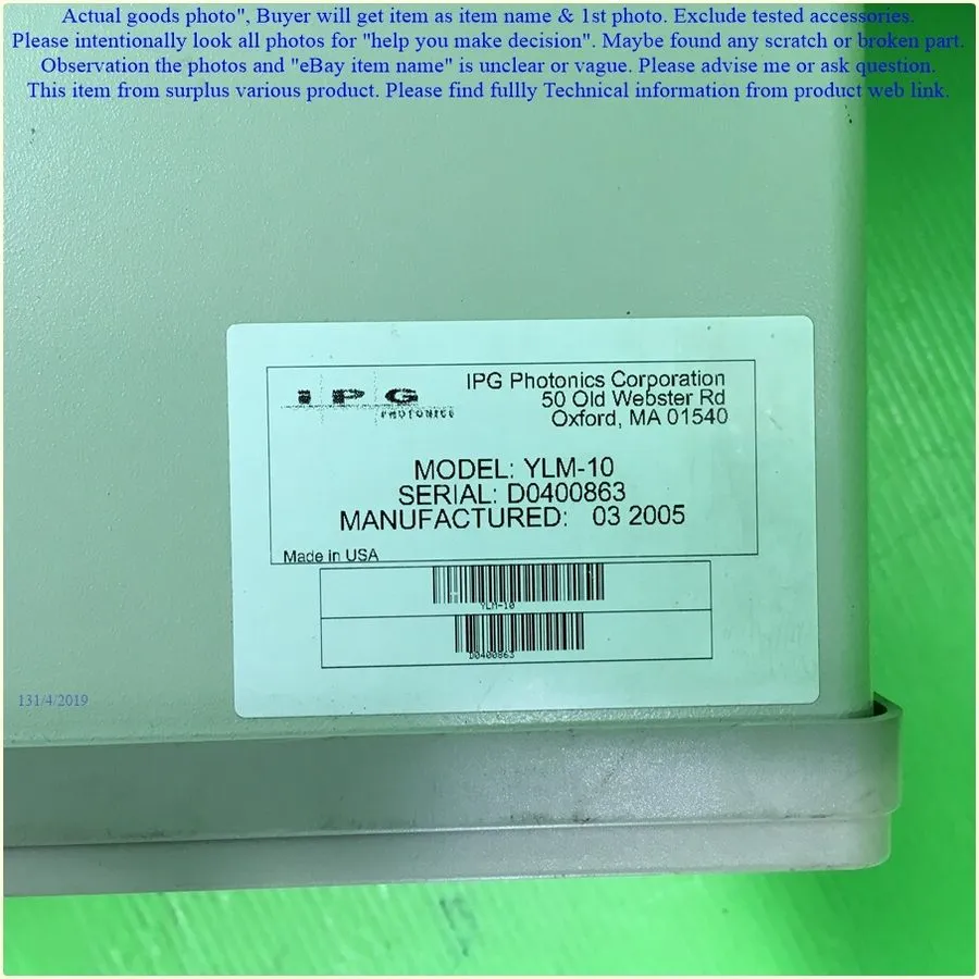 Лазерный источник IPG Photonics YLM-10, Laser Driver as photo, sn:0863