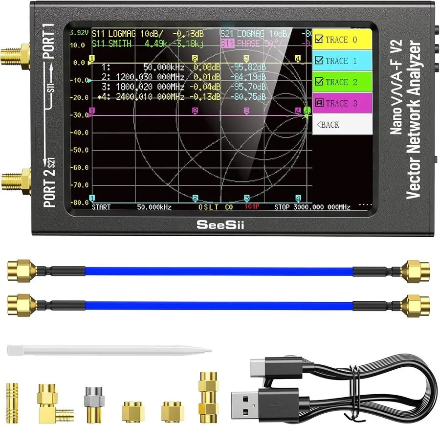 Анализатор цепей 4.3" Vector Network Analyzer 50kHz-3GHz HF VHF UHF VNA Antenna 