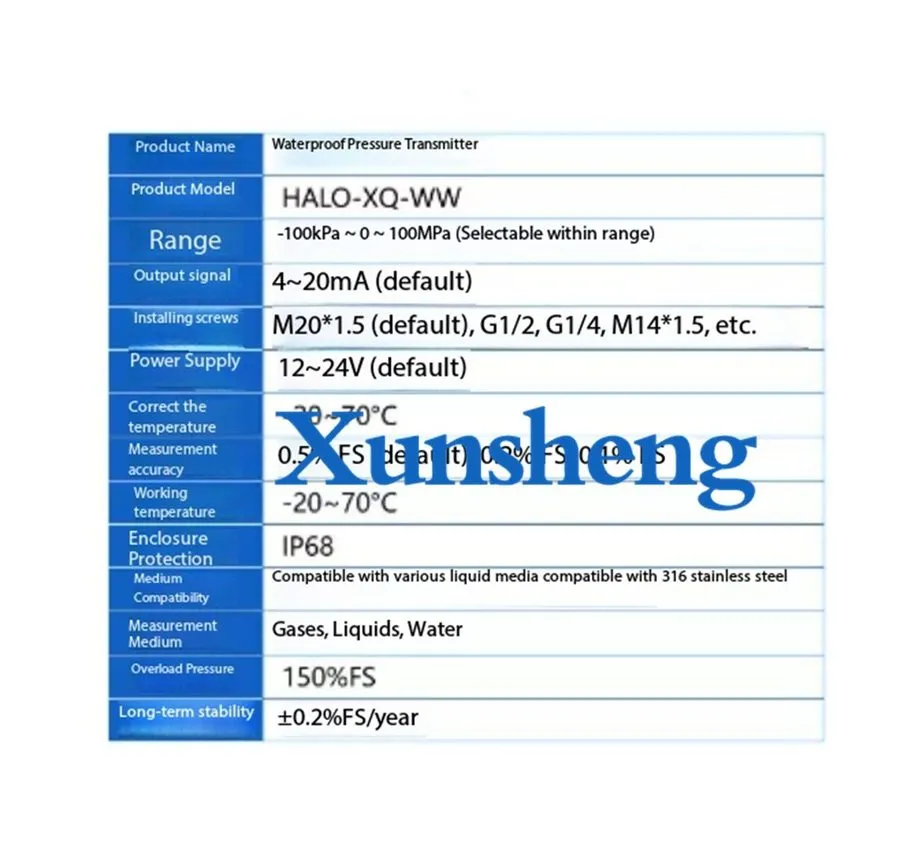 Датчик давления 1PC Waterproof pressure transmitter 4-20MA HALO-XQ-WW 0-16MPA