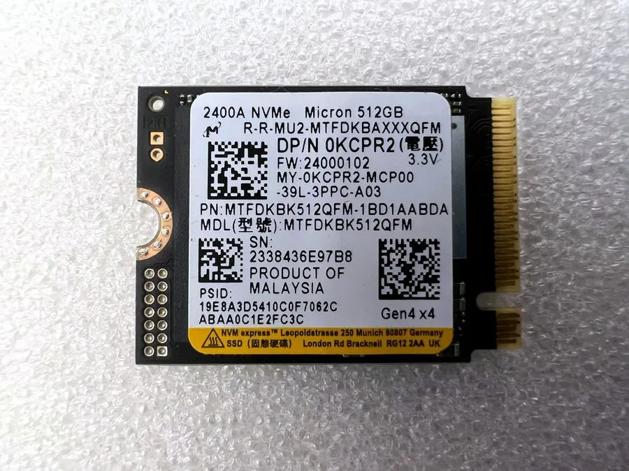 SSD-накопитель Micron 2400 512GB M.2 NVMe PCIe Internal SSD MTFDKBK512QFM Black