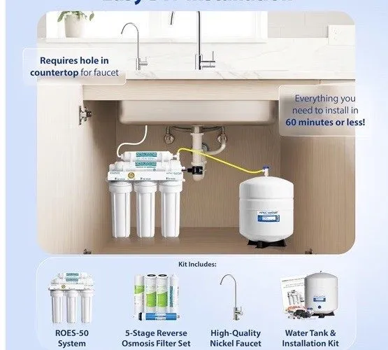 Насос ROES-50, 5-Stage Under Sink Reverse Osmosis Water Filter System, NSF Certi