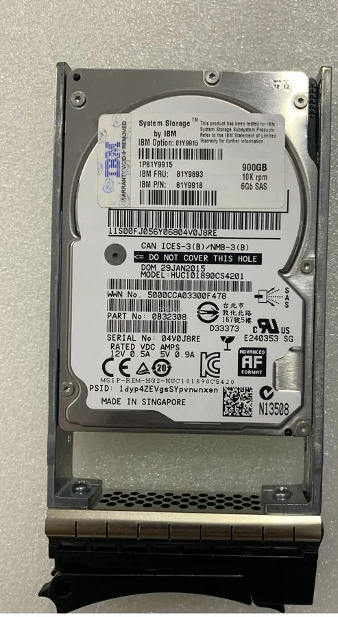 Жёсткий диск IBM 900GB 81Y9915 81Y9893 81Y9918 10K SAS 6Gb/s 2.5" SFF HDD Hard D