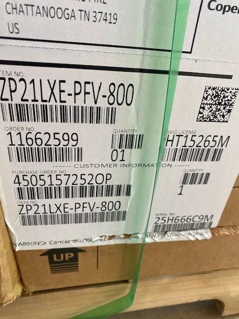 Компрессор ZP21LXE-PFV-800 Copeland Scroll Compressor 20,000 BTU/HR, 208/230V