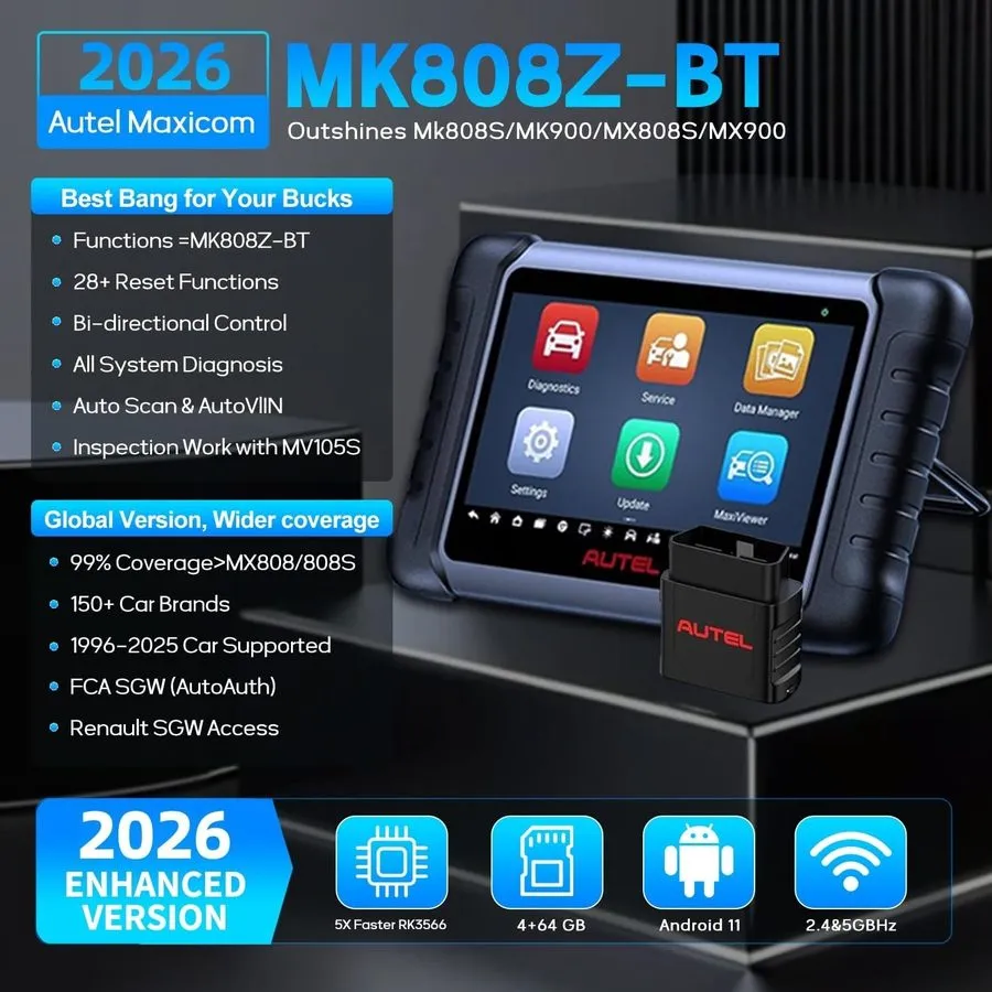Диагностический сканер 2026 Autel MaxiCOM MK808Z-BT Bidirectional Diagnostic Sca