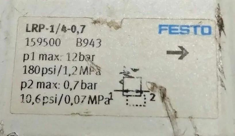 Трубопроводная арматура one FESTO LRP-1/4-0,7 159500 Precision Pressure Regulato