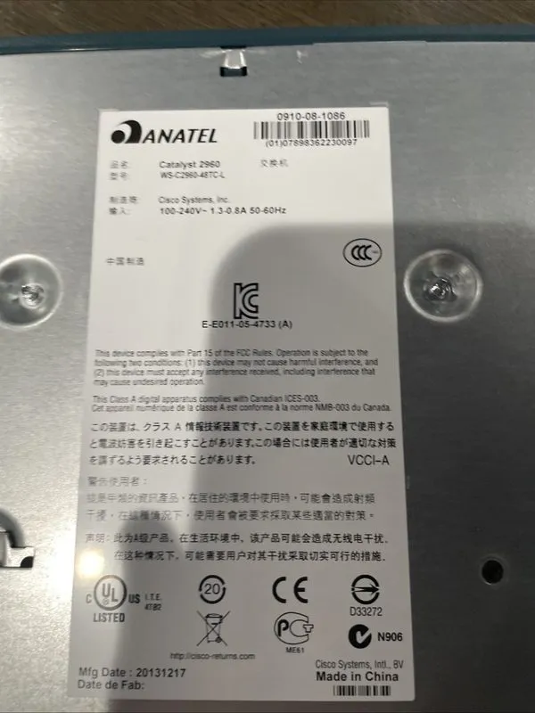 Коммутатор Cisco Catalyst 2960 Series WS-C2960-48TC-L V05 48-Ports Switch — фото лота 3