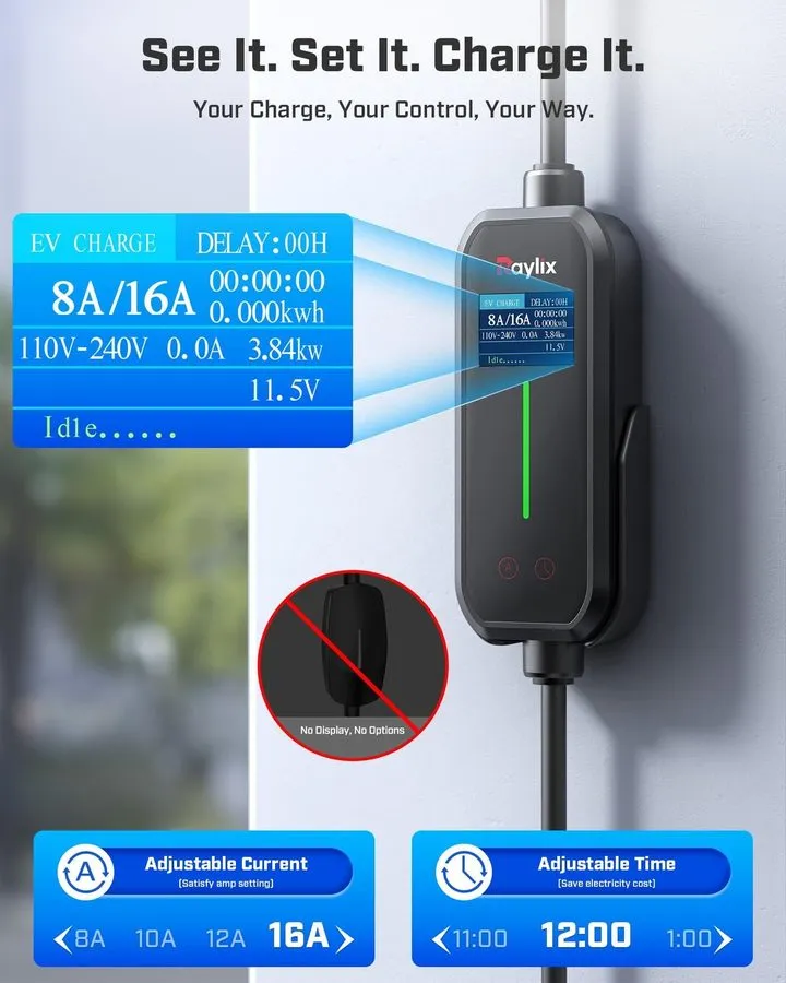 Аккумулятор 2026 Upgraded Level 1&2 Portable EV Charger, 8-16Amp Adjustable Curr — фото лота 2