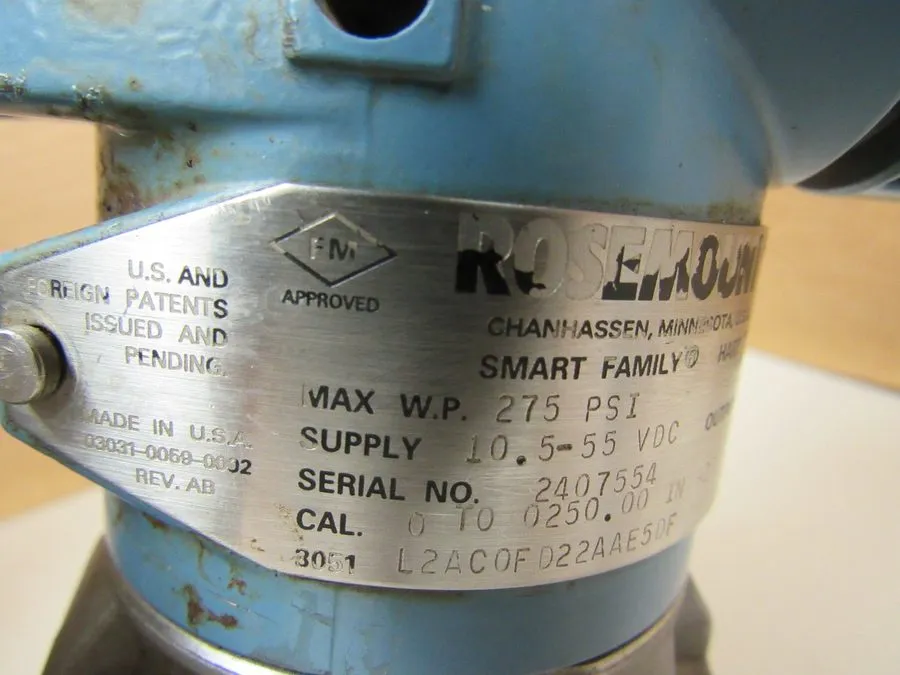 Датчик давления ROSEMOUNT PRESSURE TRANSMITTER 03031-0761-0023 275 PSI 10.5-55VD