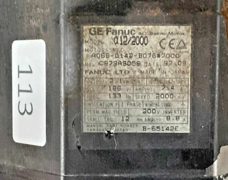Серводвигатель Fanuc GE A06B-0142-B076#7000 a12/2000 AC Servo Motor 186 V 2.1 kW