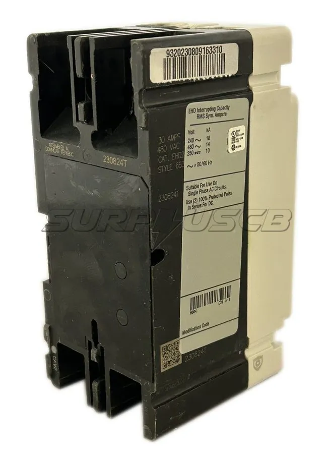 Автоматический выключатель Eaton Cutler Hammer EHD 2 pole 30 amp 480v EHD2030 Ci