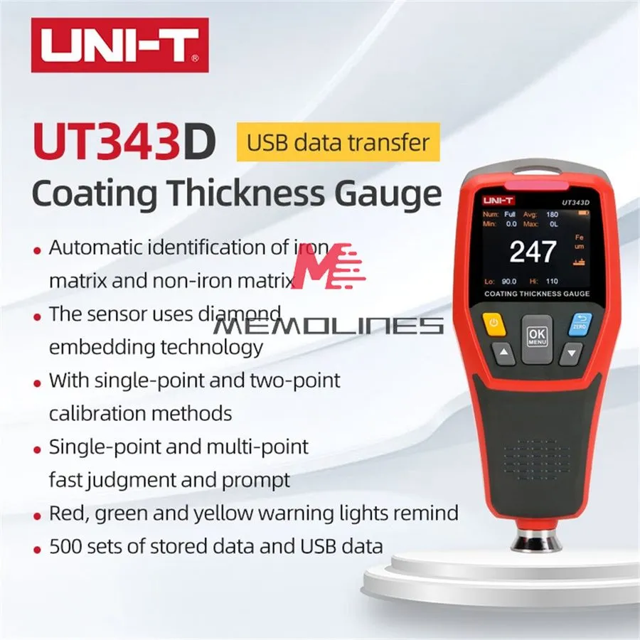 Толщиномер Uni-T UT343D Coating Thickness Gauge 0~1250UM Ferrous/ Non-Ferrous. r