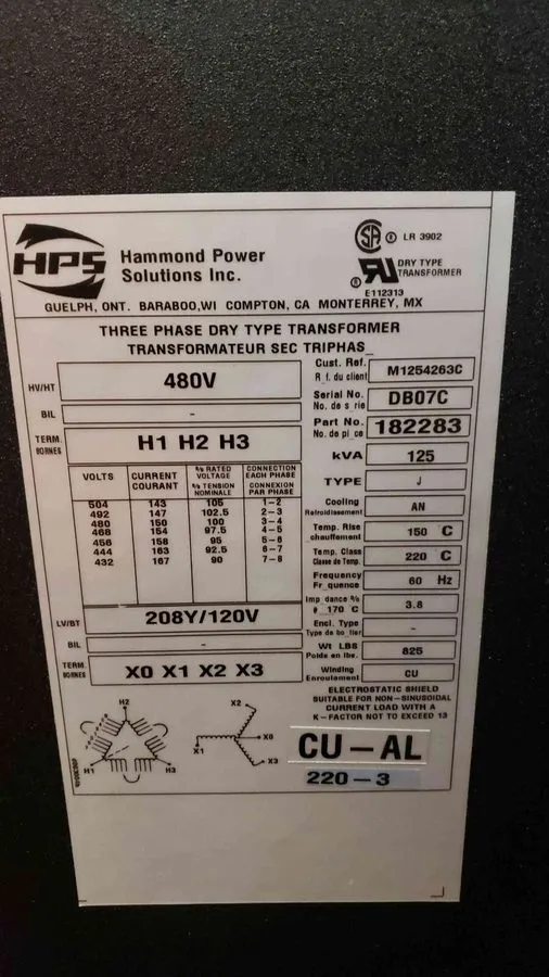 Блок розеток PDU Eaton 125kVA PDU 480V to 208V/120V Step Down Power Distribution — фото лота 3