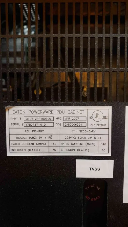 Блок розеток PDU Eaton 125kVA PDU 480V to 208V/120V Step Down Power Distribution — фото лота 4
