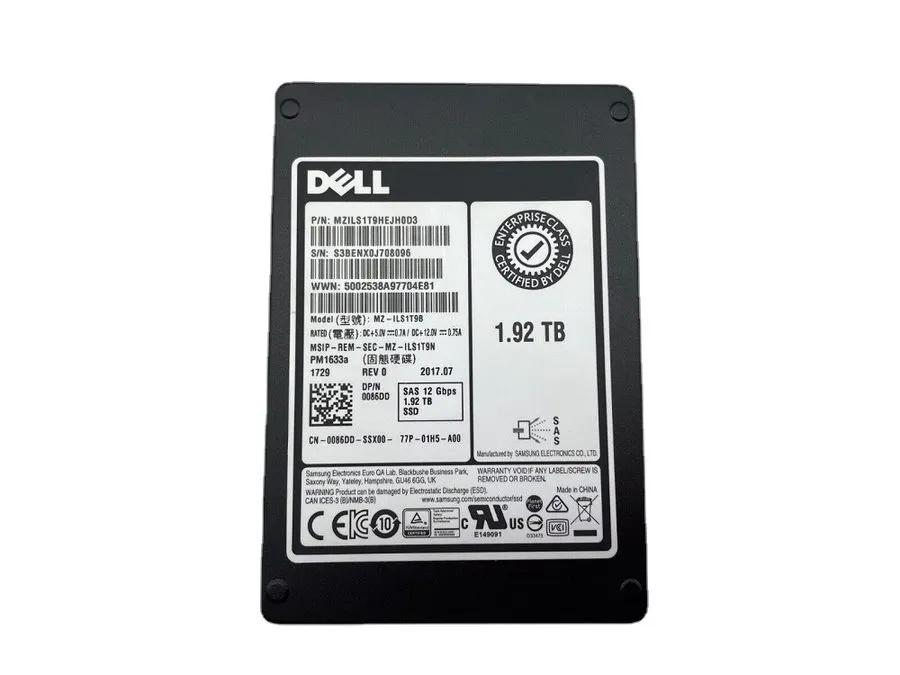 SSD-накопитель Dell/Samsung PM1633a 3.84TB MZILS3T8HMLH SAS 12Gb/s 3D TLC 1 DWPD