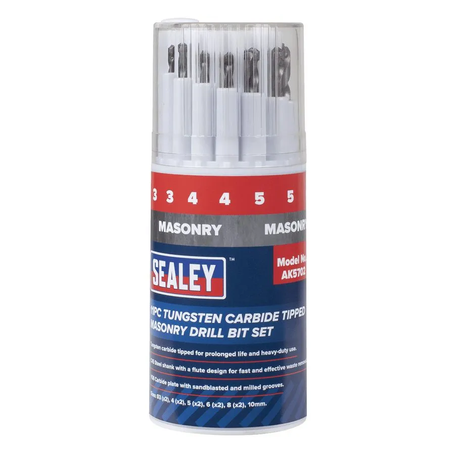 Режущий инструмент Sealey AK5702 Tungsten Carbide Tipped Masonry Drill Bit Set — фото лота 1