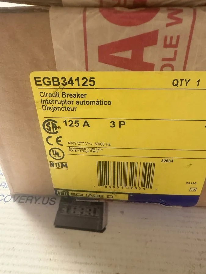 Автоматический выключатель Square D EGB34125 3 Pole 125 Amp 480V Circuit Breaker