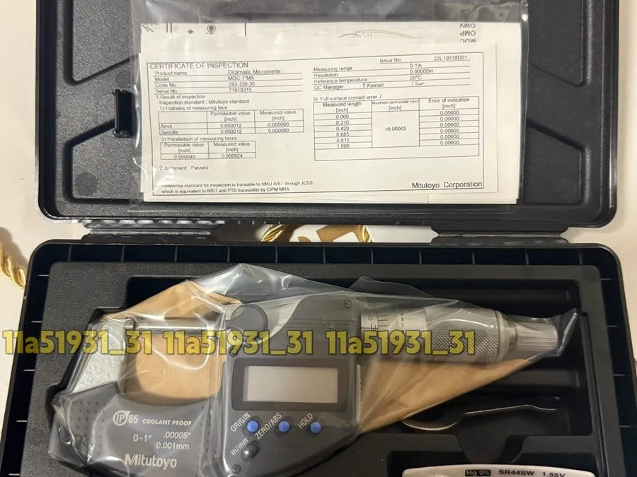 Микрометр Mitutoyo Electronic Digital Outside Micrometer 1" Max .00005" IP65 293