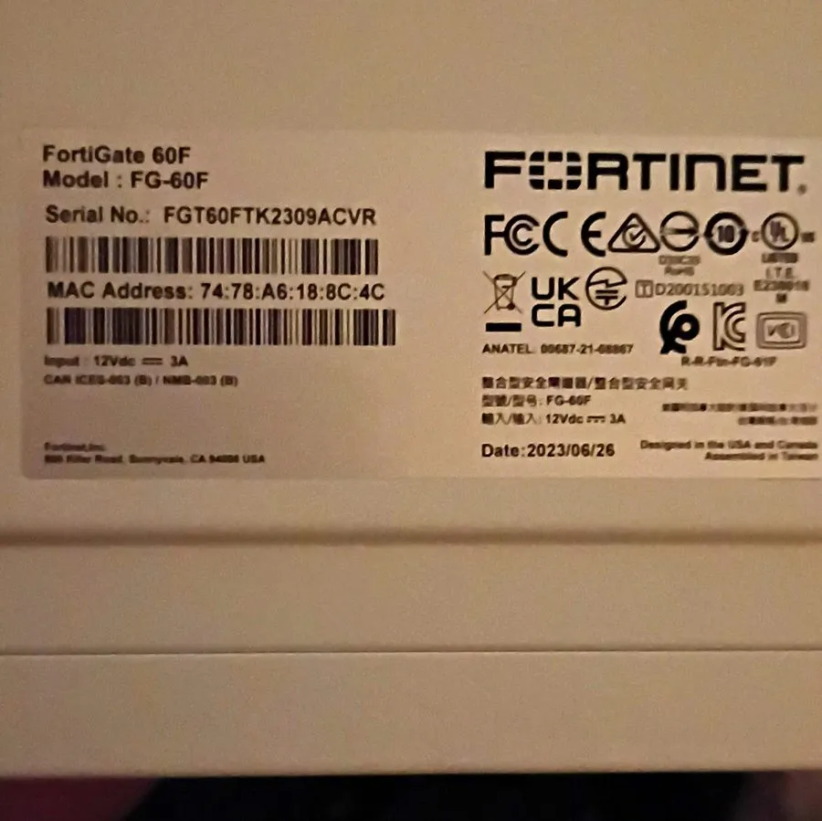 Межсетевой экран Fortinet FortiGate 60F Hardware Appliance Firewall FG-60F P2428