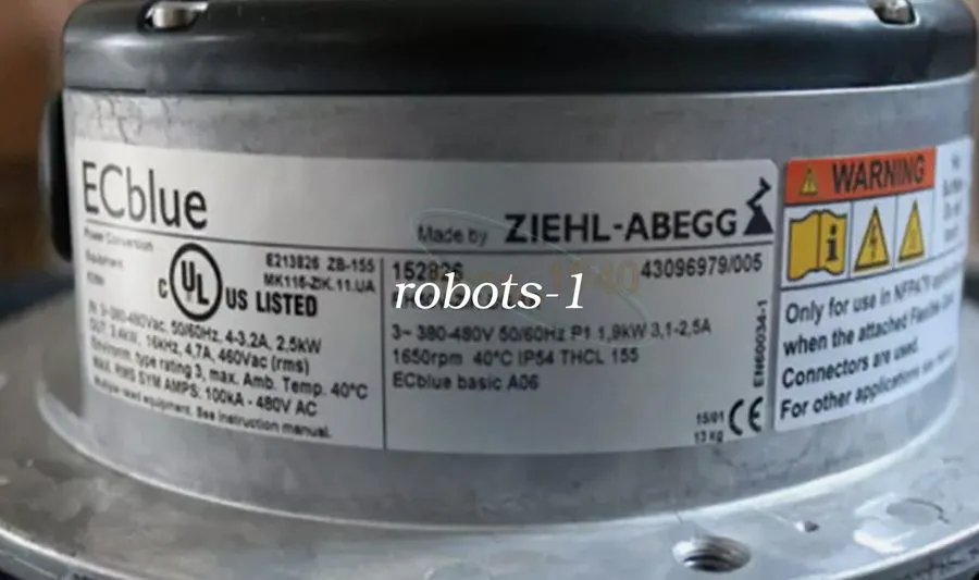 Вентилятор ZIEHL-ABEGG Centrifugal Fan RH50V-ZIK.DG.1R SHIPPING