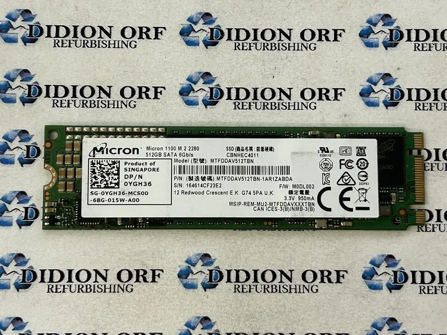 SSD-накопитель Micron 1100 512GB M.2 SATA III Internal SSD Green PCB MTFDDAV512T