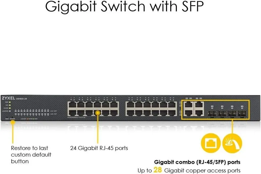 Коммутатор Zyxel GS1920-24v2 28 Port Smart Managed Gb Switch Hub / GS1920-24V2-E