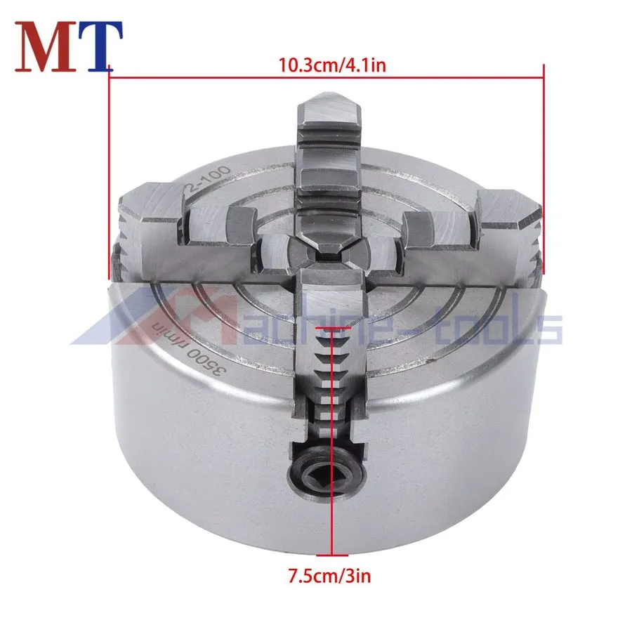 Режущий инструмент 4 Jaw Metal Lathe Chuck Self Centering K72-100 100mm 3.93" Ca — фото лота 1
