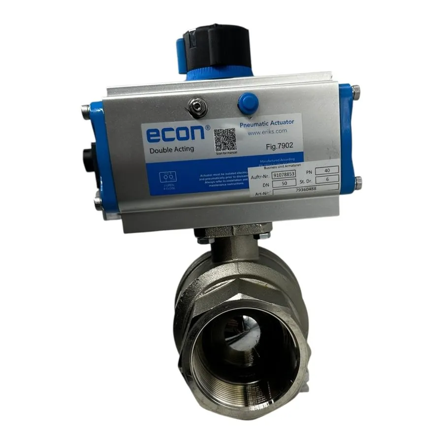 Шаровой кран Econ Pneumatic Actuator Fig.7902 DN50 PN40 Ball Valve Stainless Ste — фото лота 2