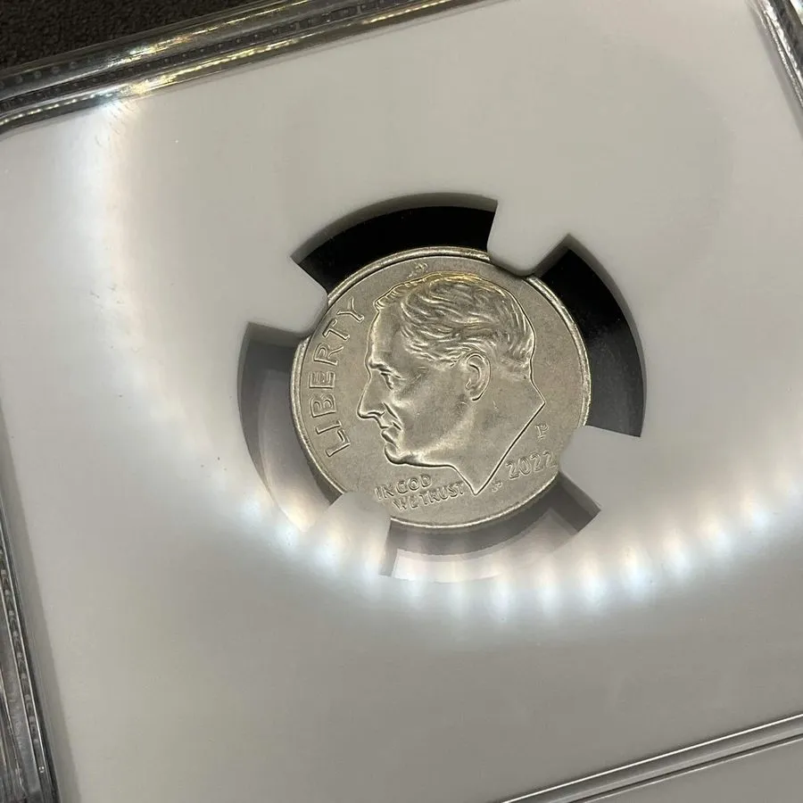 Лабораторный прибор 2022-P Missing Reverse Clad Layer 10c Roosevelt Dime Error C — фото лота 2